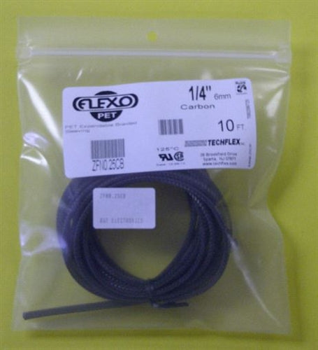 Techflex ZFN0.25CB Carbon 1/4" Flexo PET Expandable Tubing (10ft)