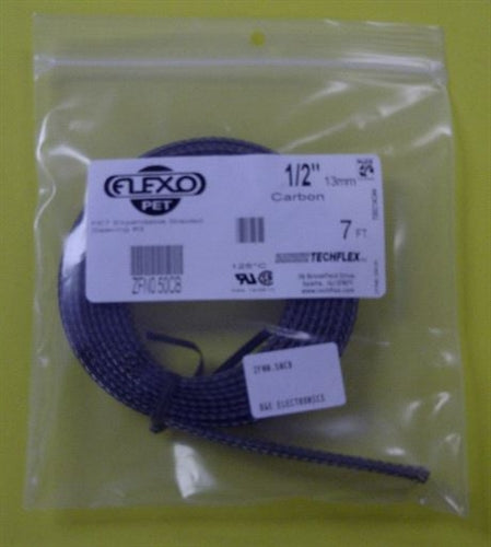 Techflex ZFN0.50CB Carbon 1/2" Flexo PET Expandable Tubing (7ft)