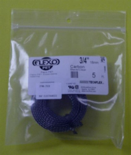 Techflex ZFN0.75CB Carbon 3/4" Flexo PET Expandable Tubing (5ft)