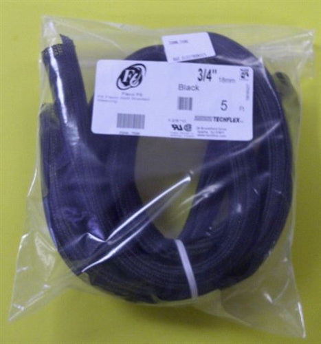 Techflex ZGN0.75BK Black 3/4" Self-Wrapping Semi-Rigid Split Braided Sleeving, F6 Series, Non-Expandable (5ft)