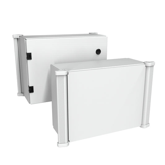 Hammond ACE12166LG ACE Series Aluminum Command Enclosure, NEMA 12/13, IP54, RAL 7035 Gray, Rear Door with Quarter-Turn Fasteners, 12" H x 16" W x 6" D.