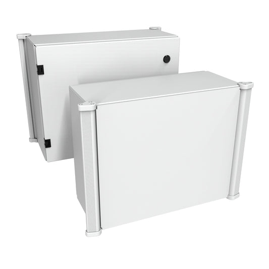 Hammond ACE16208LG ACE Series Aluminum Command Enclosure, NEMA 12/13, IP54, RAL 7035 Gray, Rear Door with Quarter-Turn Fasteners, 16" H x 20" W x 8" D.