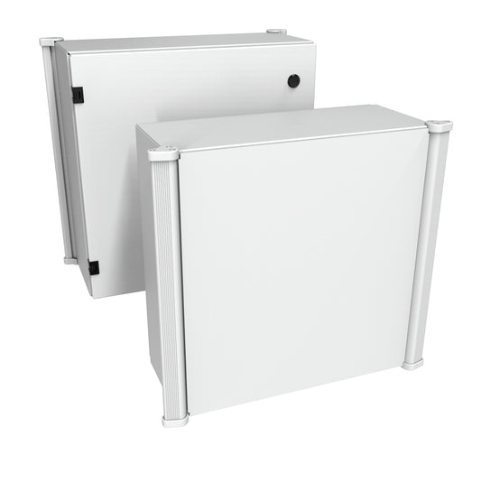 Hammond ACE20208LG ACE Series Aluminum Command Enclosure, NEMA 12/13, IP54, RAL 7035 Gray, Rear Door with Quarter-Turn Fasteners, 20" H x 20" W x 8" D.
