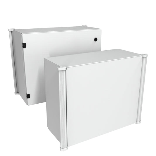 Hammond ACE202410LG ACE Series Aluminum Command Enclosure, NEMA 12/13, IP54, RAL 7035 Gray, Rear Door with Quarter-Turn Fasteners, 20" H x 24" W x 10" D.