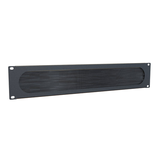 Hammond BRP2UBK 2U Brushed Rack Panel Cable Pass-Through, 19" Rack Mount, 16 Gauge Steel, Black.