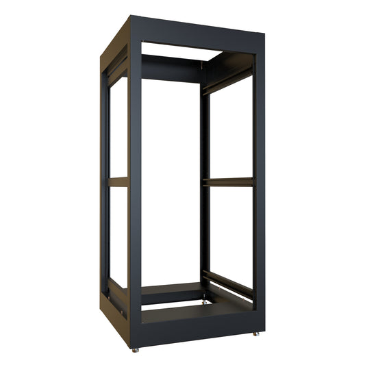 Hammond C2F194223BK1 24U C2 Modular Rack Cabinet Frame Only, 19" Rack Mounting, 49.31" H x 23" W x 23.63" D, 1500 lb Capacity, Steel, RAL9005 Black.