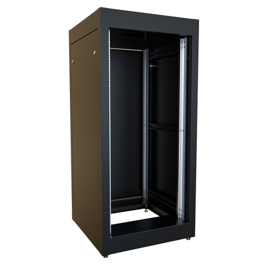 Hammond C2RR194223BK1 24U C2RR Welded Steel Rack Cabinet, 19" Rack Mounting, 49.31" H x 23" W x 23.63" D, 1500 lb Capacity, Steel, RAL9005 Black.