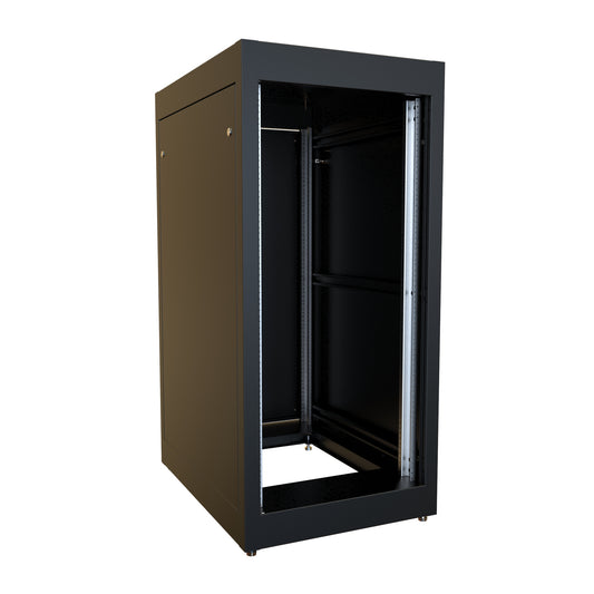 Hammond C2RR194231BK1 24U C2RR Welded Steel Rack Cabinet, 19" Rack Mounting, 49.31" H x 23" W x 31.50" D, 1500 lb Capacity, Steel, RAL9005 Black.