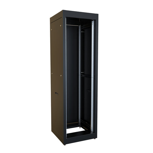 Hammond C2RR197023BK1 40U C2RR Welded Steel Rack Cabinet, 19" Rack Mounting, 77.31" H x 23" W x 23.63" D, 1500 lb Capacity, Steel, RAL9005 Black.