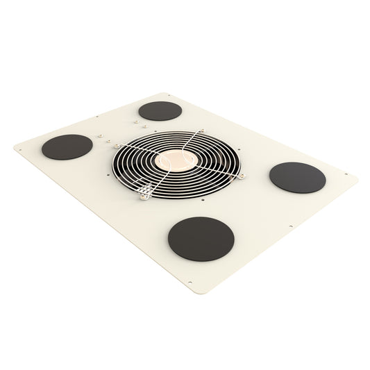 Hammond C2T1923F10CELG1 Pre-Wired 10" Fan Top Panel with Cable Entry Grommets, 550 CFM, 60 dB for C2/C2RR/C4 Rack Cabinets, 19" x 23", 14 Gauge Steel, ASA61 Light Gray.