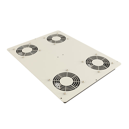 Hammond C2T1923F4LG1 Pre-Wired 4-Fan Top Panel, 400 CFM, 64 dB for C2/C2RR/C4 Rack Cabinets, 19" x 23", 14 Gauge Steel, ASA61 Light Gray.