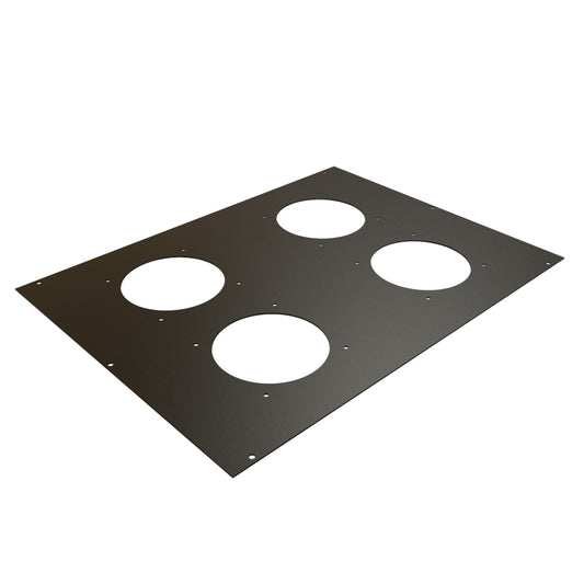 Hammond C2T1923FBK1 Fan/Cable Entry Top Panel with 4 4.7" Cutouts, Fans Not Included for C2/C2RR/C4 Rack Cabinets, 19" x 23", 14 Gauge Steel, RAL9005 Black.