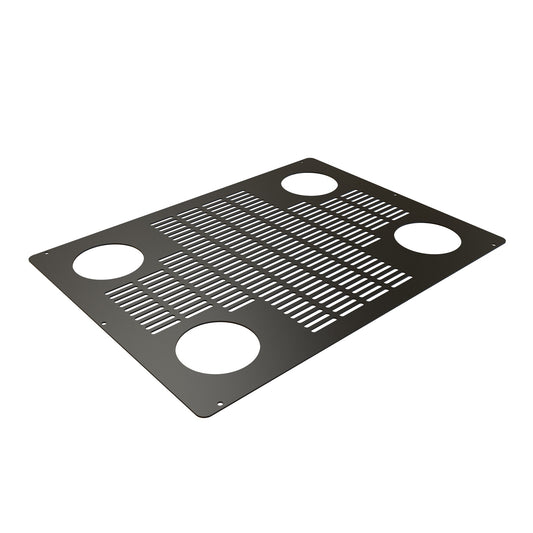 Hammond C2T1923VCEBK1 Vented Top Panel with Cable Entry Grommets for C2/C2RR Rack Cabinets, 19" x 23", 14 Gauge Steel, RAL9005 Black.