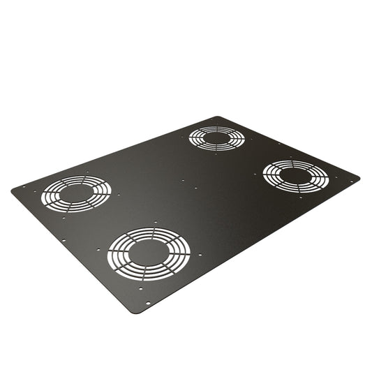 Hammond C2T1923VFBK1 Fan Grill Top Panel for Fan or Passive Venting for C2/C2RR/C4 Rack Cabinets, 19" x 23", 14 Gauge Steel, RAL9005 Black.