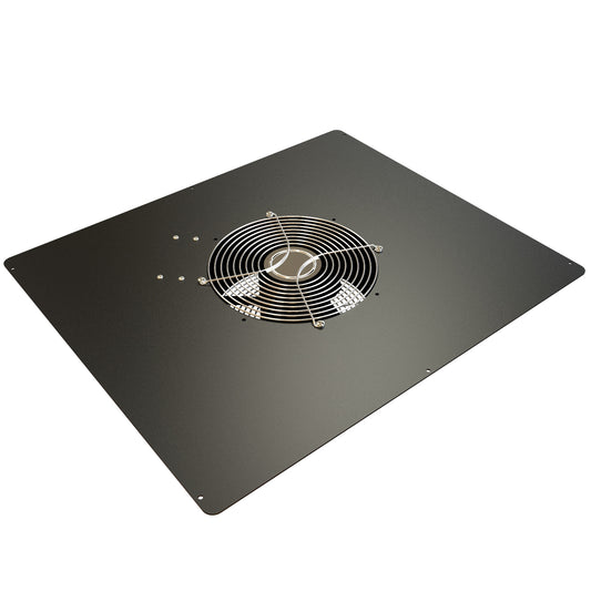 Hammond C2T1931F10BK1 Pre-Wired 10" Fan Top Panel, 550 CFM, 60 dB for C2/C2RR/C4 Rack Cabinets, 19" x 31", 14 Gauge Steel, RAL9005 Black.