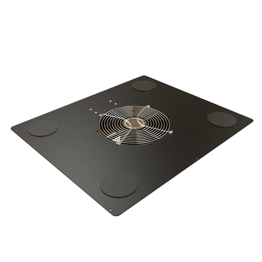 Hammond C2T1931F10CEBK1 Pre-Wired 10" Fan Top Panel with Cable Entry Grommets, 550 CFM, 60 dB for C2/C2RR/C4 Rack Cabinets, 19" x 31", 14 Gauge Steel, RAL9005 Black.