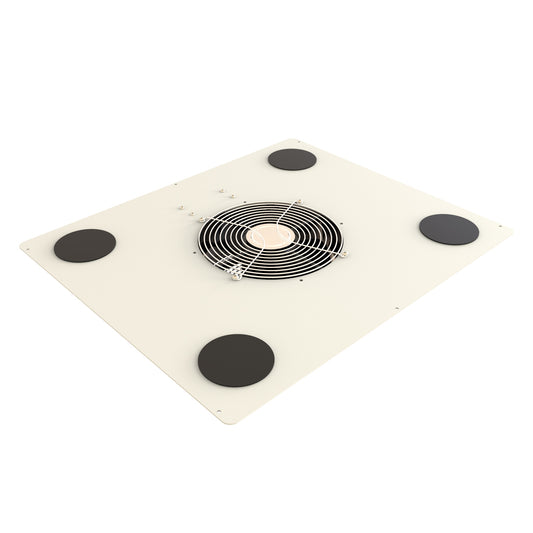 Hammond C2T1931F10CELG1 Pre-Wired 10" Fan Top Panel with Cable Entry Grommets, 550 CFM, 60 dB for C2/C2RR/C4 Rack Cabinets, 19" x 31", 14 Gauge Steel, ASA61 Light Gray.