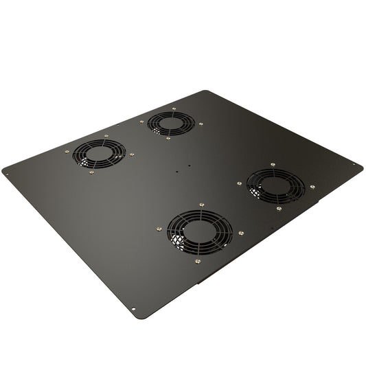 Hammond C2T1931F4BK1 Pre-Wired 4-Fan Top Panel, 400 CFM, 64 dB for C2/C2RR/C4 Rack Cabinets, 19" x 31", 14 Gauge Steel, RAL9005 Black.