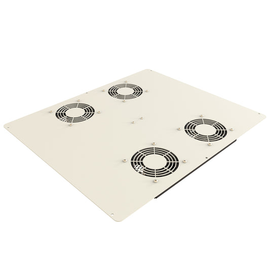 Hammond C2T1931F4TLG1 Pre-Wired 4-Fan Top Panel with Thermostat, 400 CFM, 64 dB for C2/C2RR/C4 Rack Cabinets, 19" x 31", 14 Gauge Steel, ASA61 Light Gray.