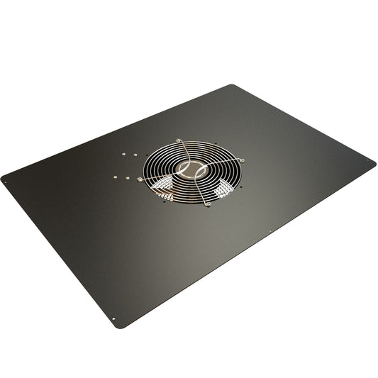 Hammond C2T1936F10BK1 Pre-Wired 10" Fan Top Panel, 550 CFM, 60 dB for C2/C2RR/C4 Rack Cabinets, 19" x 36", 14 Gauge Steel, RAL9005 Black.