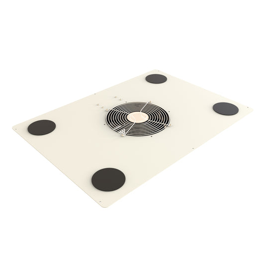 Hammond C2T1936F10CELG1 Pre-Wired 10" Fan Top Panel with Cable Entry Grommets, 550 CFM, 60 dB for C2/C2RR/C4 Rack Cabinets, 19" x 36", 14 Gauge Steel, ASA61 Light Gray.