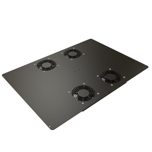 Hammond C2T1936F4BK1 Pre-Wired 4-Fan Top Panel, 400 CFM, 64 dB for C2/C2RR/C4 Rack Cabinets, 19" x 36", 14 Gauge Steel, RAL9005 Black.