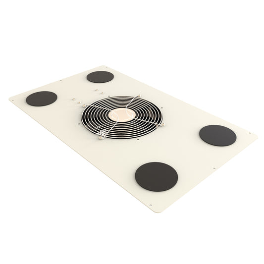 Hammond C2T2423F10CELG1 Pre-Wired 10" Fan Top Panel with Cable Entry Grommets, 550 CFM, 60 dB for C2/C2RR/C4 Rack Cabinets, 24" x 23", 14 Gauge Steel, ASA61 Light Gray.
