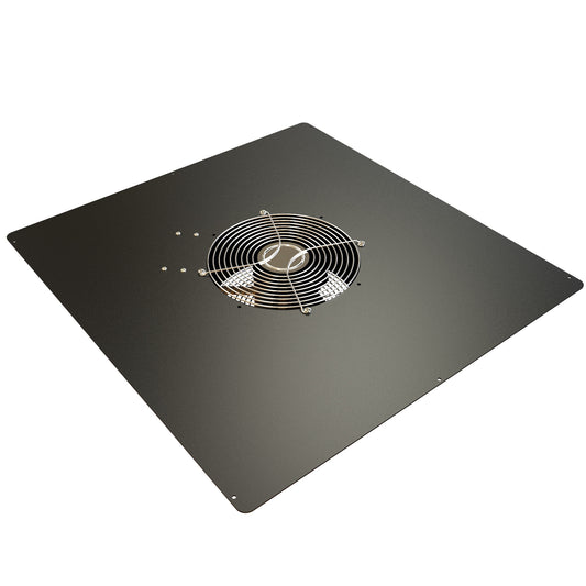 Hammond C2T2431F10BK1 Pre-Wired 10" Fan Top Panel, 550 CFM, 60 dB for C2/C2RR/C4 Rack Cabinets, 24" x 31", 14 Gauge Steel, RAL9005 Black.