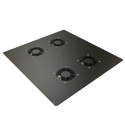 Hammond C2T2431F4BK1 Pre-Wired 4-Fan Top Panel, 400 CFM, 64 dB for C2/C2RR/C4 Rack Cabinets, 24" x 31", 14 Gauge Steel, RAL9005 Black.