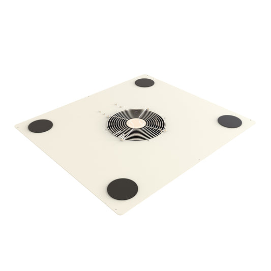 Hammond C2T2436F10CELG1 Pre-Wired 10" Fan Top Panel with Cable Entry Grommets, 550 CFM, 60 dB for C2/C2RR/C4 Rack Cabinets, 24" x 36", 14 Gauge Steel, ASA61 Light Gray.