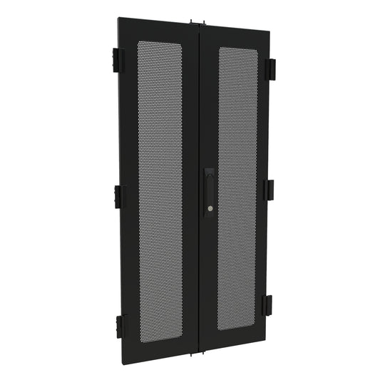 Hammond C4D2442BBK1 Vented Split Barn Door with Locking Swinghandle, 16-Gauge Steel, Black, Fits 24U x 24" C4 Cabinet.