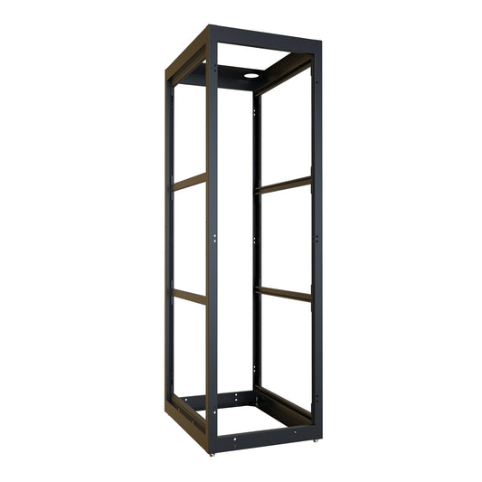 Hammond C4F247331BK1 C4 Modular Open Server Rack Cabinet Frame, 42U, 80.08" H x 24.00" W x 31.50" D, 73.00" Usable Mounting H x 29.50" D, 14 ga. Steel Frame.