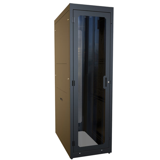 Hammond C4RR247342DBK1 C4RR_D Pre-Configured Server Rack Cabinet, 42U, 80.08" H x 24.00" W x 42.00" D, 19" Mounting, 73.50" Usable H x 40.00" D, Window Front.