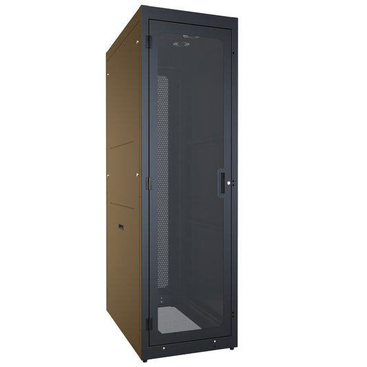 Hammond C4RR247342SBK1 C4RR_S Pre-Configured Server Rack Cabinet, 42U, 80.08" H x 24.00" W x 42.00" D, 19" Mounting, 73.50" Usable H x 40.00" D, Perforated.