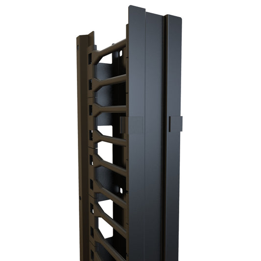 Hammond C4VFMC3042UBK Vert. Finger Cable Manager for C4 Server, 42U, for 30" Cabinet Frame, Removable Aluminum Cover Included, 16 ga. Steel Body with UL94-V0.