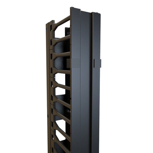 Hammond C4VFMC3044UBK Vert. Finger Cable Manager for C4 Server, 44U, for 30" Cabinet Frame, Removable Aluminum Cover Included, 16 ga. Steel Body with UL94-V0.