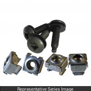 Hammond CAGKITM6-100 Mounting Screw and Cage Nut Combo-Pack, 100 M6 Black 0.75" Rack Screws with Nylon Washers and 100 Zinc-Plated Cage Nuts for 0.375".