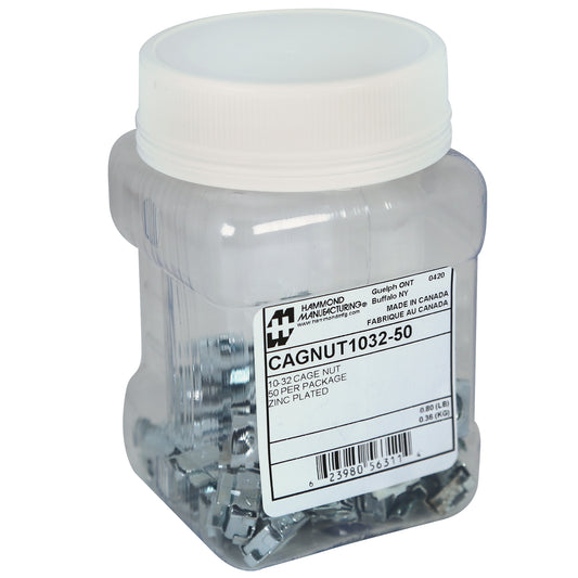 Hammond CAGNUT1032-50 Square Hole Cage Nuts, 50/Pack