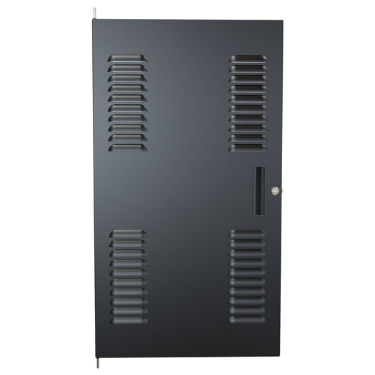 Hammond CDF1935LBK1 C2 Louvered Cabinet Door, 20U, 35.00" H, Quarter-Turn Lock and Handle, 16 ga. Steel, RAL 9005 Black.