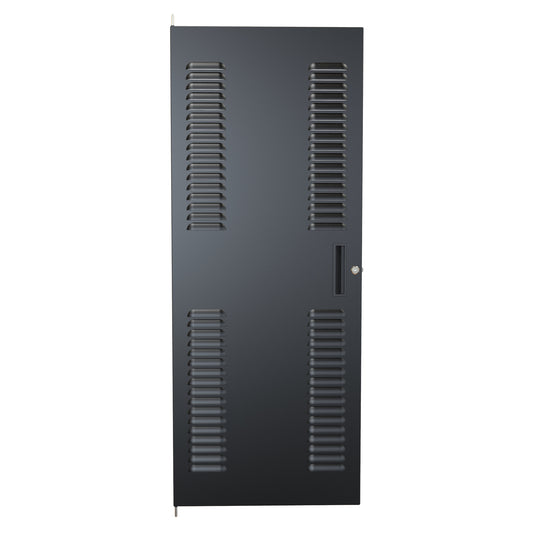 Hammond CDF1949LBK1 C2 Louvered Cabinet Door, 28U, 49.00" H, Quarter-Turn Lock and Handle, 16 ga. Steel, RAL 9005 Black.