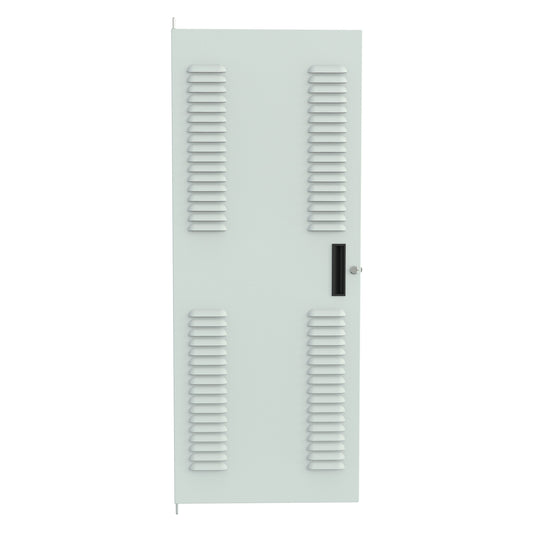 Hammond CDF1949LLG1 C2 Louvered Cabinet Door, 28U, 49.00" H, Quarter-Turn Lock and Handle, 16 ga. Steel, RAL 7035 Light Gray.