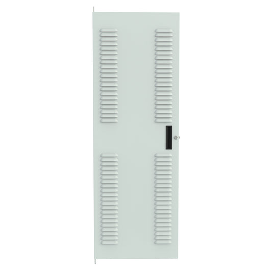 Hammond CDF1956LLG1 C2 Louvered Cabinet Door, 32U, 56.00" H, Quarter-Turn Lock and Handle, 16 ga. Steel, RAL 7035 Light Gray.