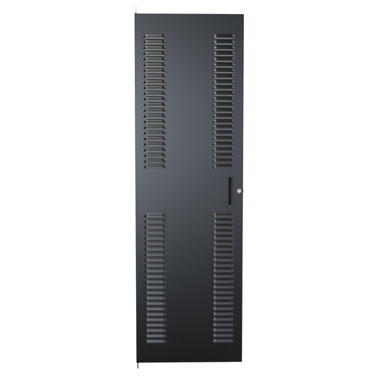 Hammond CDF1963LBK1 C2 Louvered Cabinet Door, 36U, 63.00" H, Quarter-Turn Lock and Handle, 16 ga. Steel, RAL 9005 Black.