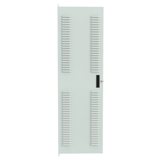 Hammond CDF1963LLG1 C2 Louvered Cabinet Door, 36U, 63.00" H, Quarter-Turn Lock and Handle, 16 ga. Steel, RAL 7035 Light Gray.