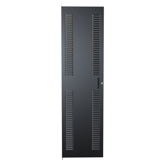 Hammond CDF1970LBK1 C2 Louvered Cabinet Door, 40U, 70.00" H, Quarter-Turn Lock and Handle, 16 ga. Steel, RAL 9005 Black.