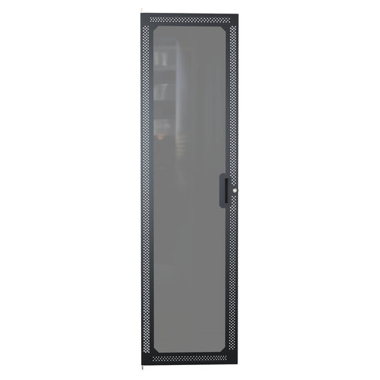 Hammond CDF1970VPBK1 C2 Vented Window Cabinet Door, 40U, 70.00" H, Quarter-Turn Lock and Handle, 16 ga. Steel, RAL 9005 Black.
