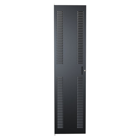 Hammond CDF1978LBK1 C2 Louvered Cabinet Door, 45U, 78.75" H, Quarter-Turn Lock and Handle, 16 ga. Steel, RAL 9005 Black.