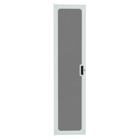 Hammond CDF1978VPLG1 C2 Vented Window Cabinet Door, 45U, 78.75" H, Quarter-Turn Lock and Handle, 16 ga. Steel, RAL 7035 Light Gray.