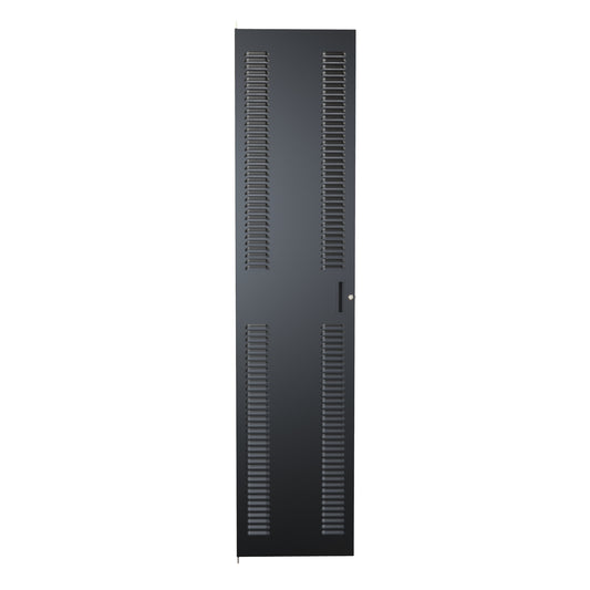 Hammond CDF1985LBK1 C2 Louvered Cabinet Door, 49U, 85.75" H, Quarter-Turn Lock and Handle, 16 ga. Steel, RAL 9005 Black.