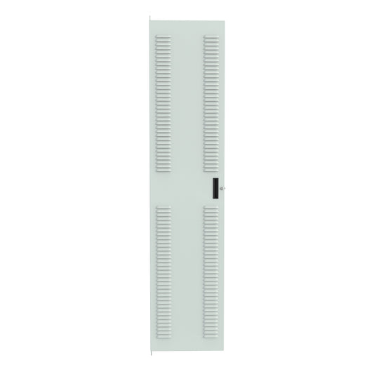 Hammond CDF1985LLG1 C2 Louvered Cabinet Door, 49U, 85.75" H, Quarter-Turn Lock and Handle, 16 ga. Steel, RAL 7035 Light Gray.